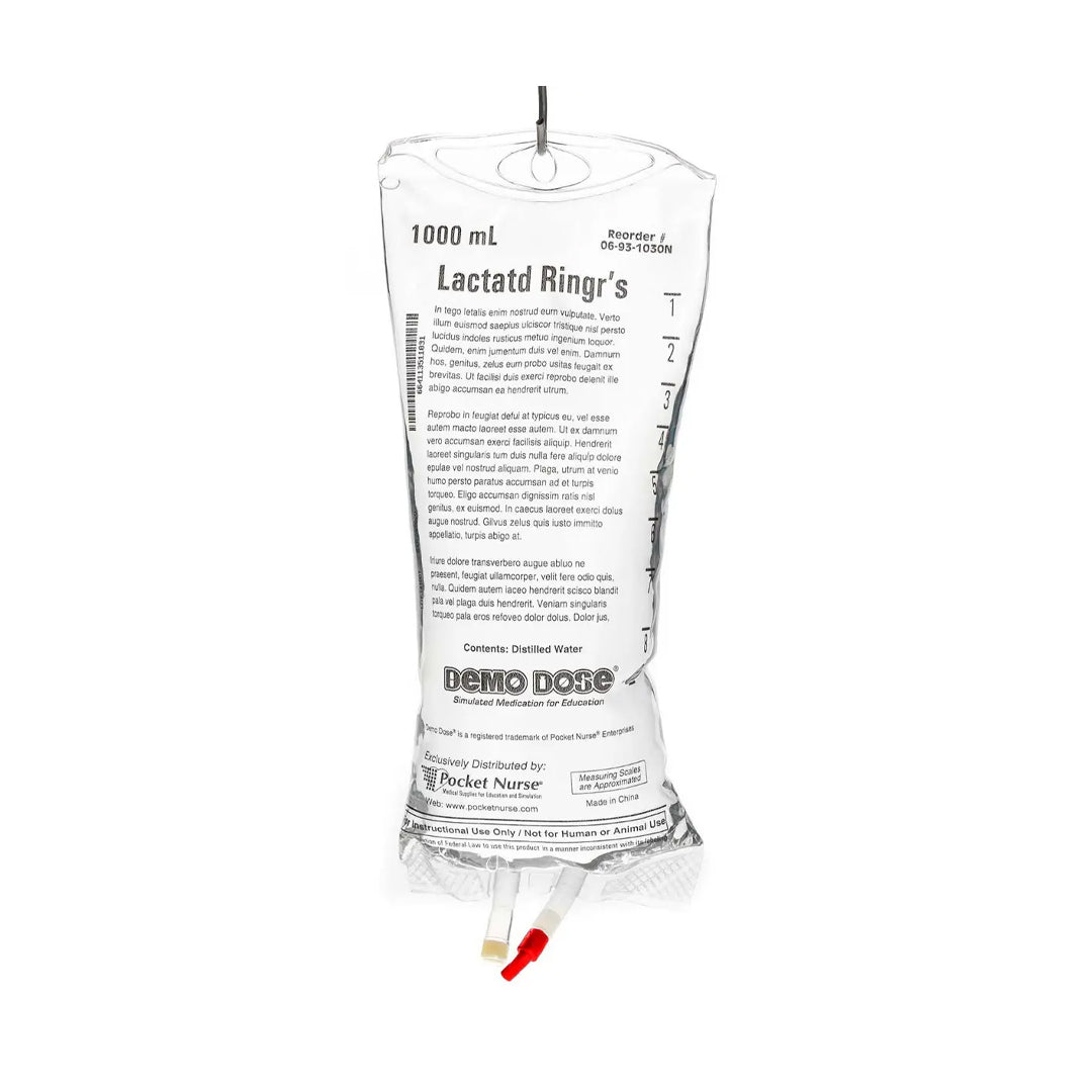 Demo Dose® Lactatd Ringer's IV Fluid, múltiples opciones de tamaño